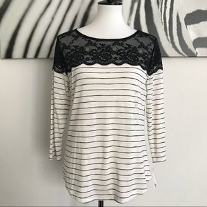 NWT MAISON JULES STRIPED LACE TOP